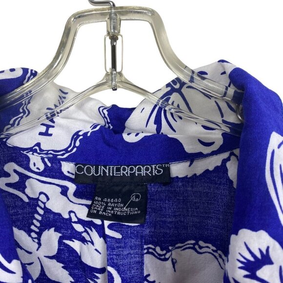 CounterParts Hawaiian Blue Floral Short Sleeve Top Size Large - Picture 6 of 9